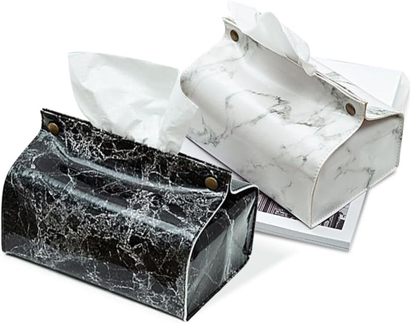 غطاء صندوق المناديل ذو نمط الرخام موزع قابل للسحب لحفظ الأدوات المنزلية - Image 4